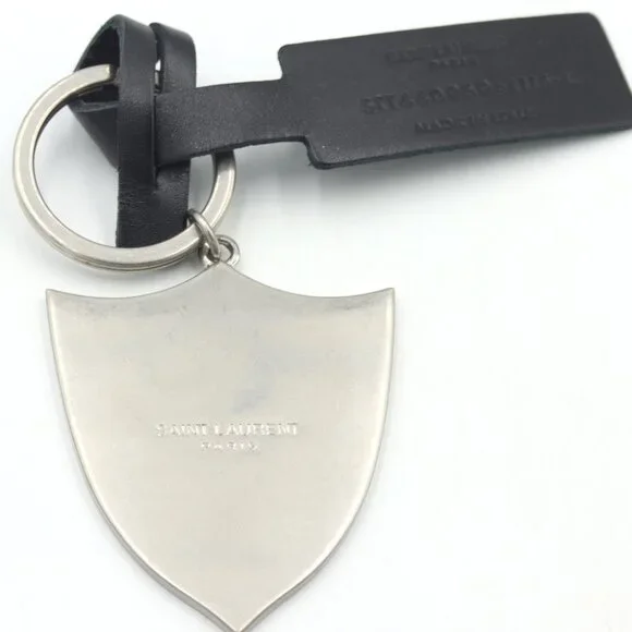 Saint Laurent black and red Shield logo key chain